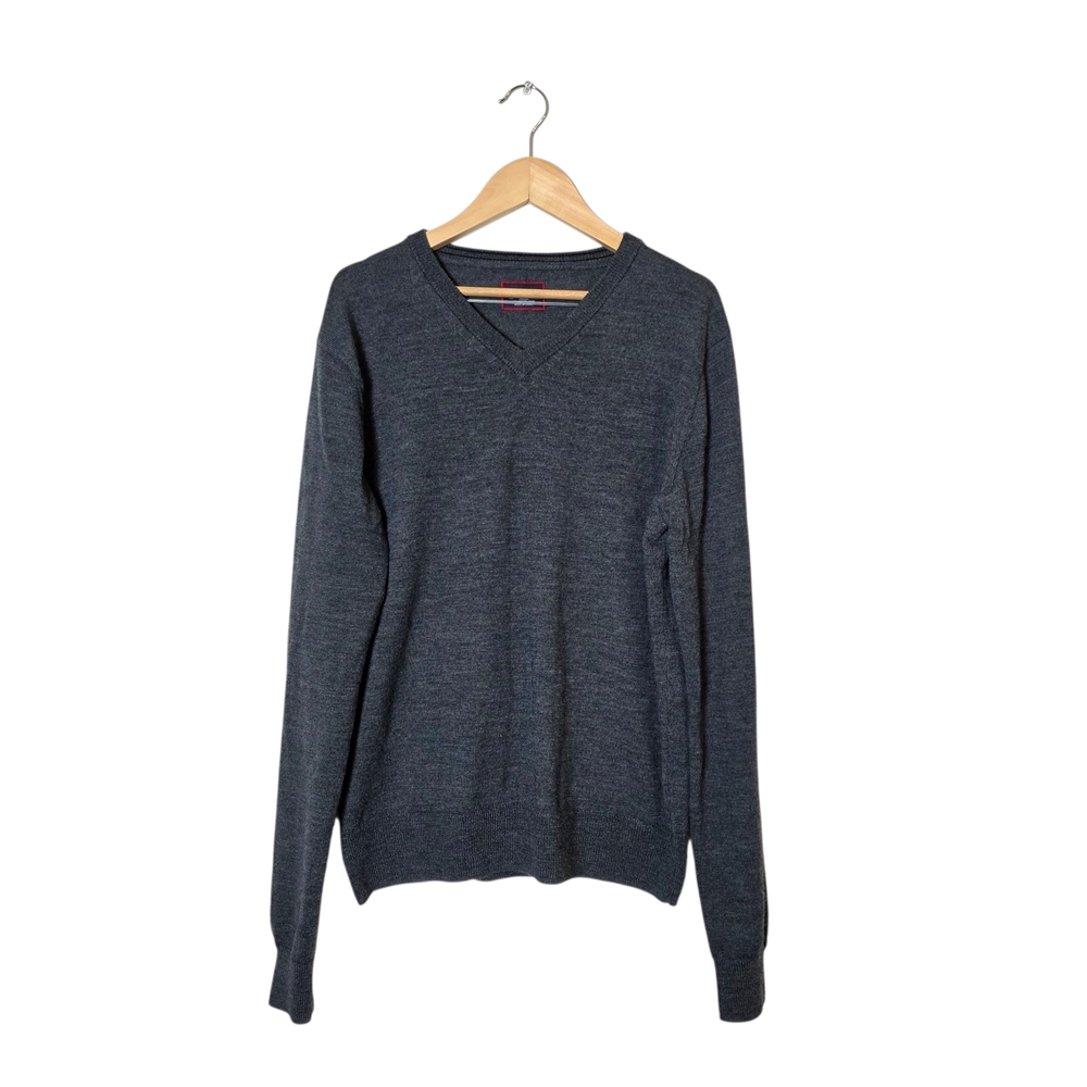 Untuckit Men's 100% Merino Wool V-Neck Sweater S Gray Preppy‎ Office Casual